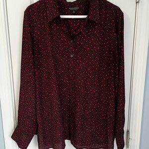 Banana Republic Brown and Pink Patterned Shirt